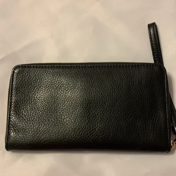 Coach Black Pebbled Leather Wristlet - Picture 2 of 10